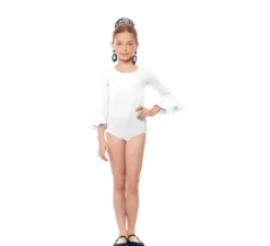 Body o body Sevillana in lycra con volant bianco per bambina