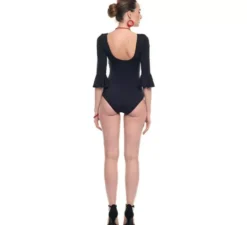 Body o body Sevillana in lycra con volant nero da donna