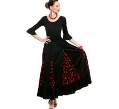 Body o body Sevillana in lycra con volant nero da donna