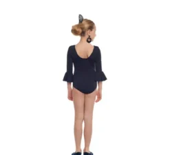 Body o body Sevillana in lycra con volant nero per bambina