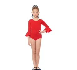 Body o body Sevillana in lycra con volant rosso per bambina