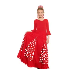 Body o body Sevillana in lycra con volant rosso per bambina