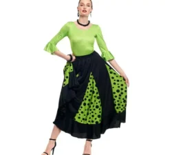 Body o body Sevillana in lycra con volant verde da donna