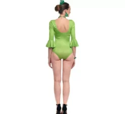 Body o body Sevillana in lycra con volant verde da donna