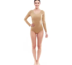 Body o Maglia a maniche lunghe beige da donna