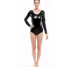 Body o maglia a maniche lunghe in metallo nero da donna