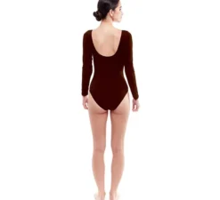 Body o maglia a maniche lunghe marrone scuro da donna