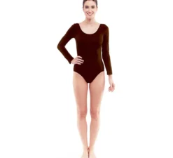 Body o maglia a maniche lunghe marrone scuro da donna