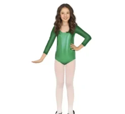 Body o maglia a maniche lunghe verde metallizzato per bambini