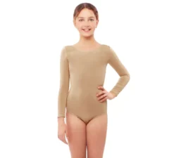 Body o maglia beige a maniche lunghe per bambina