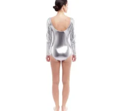 Body o maglia color argento a maniche lunghe da donna