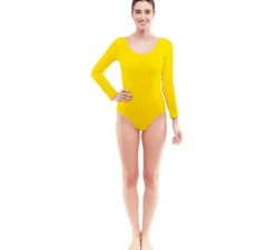 Body o maglia gialla a maniche lunghe da donna