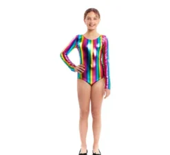 Body o maglia in metallo multicolor a maniche lunghe per bambina