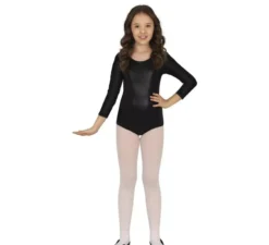 Body o maglia nera metallizzata a maniche lunghe per bambini