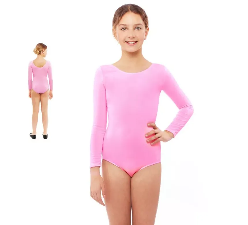 Body o maglia rosa a maniche lunghe per bambina