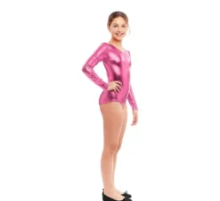 Body o maglia rosa metal a manica lunga per bambina