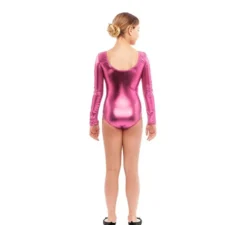 Body o maglia rosa metal a manica lunga per bambina