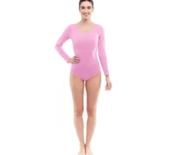 Body o maglia rosa tenue a maniche lunghe da donna