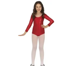 Body o maglia rosso metallizzato a maniche lunghe per bambino
