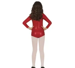 Body o maglia rosso metallizzato a maniche lunghe per bambino