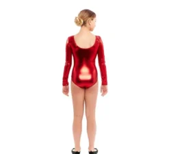 Body o maglia rosso metallizzato a maniche lunghe per ragazza