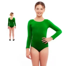 Body o maglia verde a maniche lunghe per ragazza