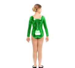 Body o maglia verde metallizzato a maniche lunghe per ragazza