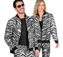 Bomber alla moda a righe argento con paillettes per adulto