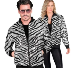 Bomber alla moda a righe argento con paillettes per adulto