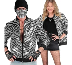 Bomber alla moda a righe argento con paillettes per adulto