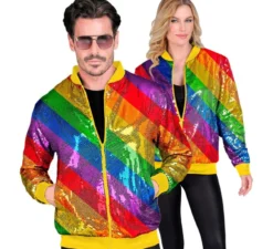 Bomber fashion a righe multicolori con paillettes per adulto
