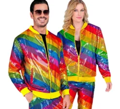 Bomber fashion a righe multicolori con paillettes per adulto