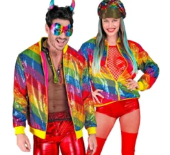 Bomber fashion a righe multicolori con paillettes per adulto