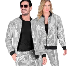 Bomber Fiesta argento con paillettes per adulto