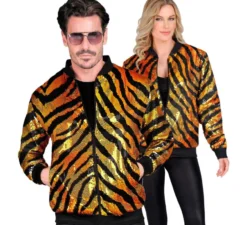 Bomber moda a righe dorate con paillettes per adulto