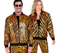 Bomber moda a righe dorate con paillettes per adulto