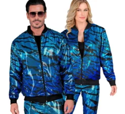 Bomber moda per adulto con stampa animalier a righe blu