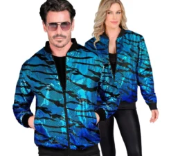 Bomber moda per adulto con stampa animalier a righe blu