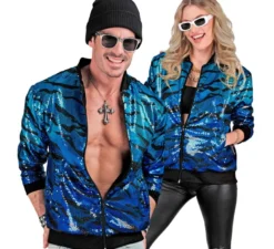 Bomber moda per adulto con stampa animalier a righe blu