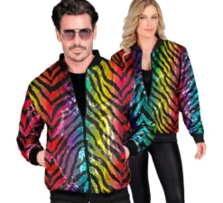 Bomber moda per adulto con stampa animalier a righe multicolori