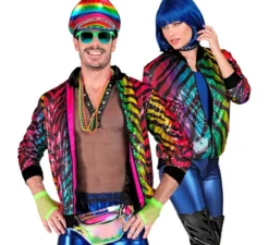 Bomber moda per adulto con stampa animalier a righe multicolori
