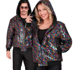 Bomber multicolor a pois con cappuccio per adulto