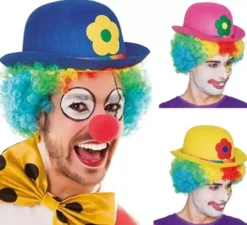 Bombetta da clown con fiore in vari colori