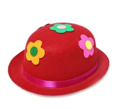 Bombetta da clown con fiori in feltro per adulti