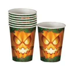 Borsa 6 bicchieri 10 cm zucca di halloween