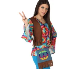 Borsa hippie con simbolo della pace con frangia