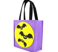 Borsa pipistrelli in feltro viola che misura 17,5x7,5x30 cm