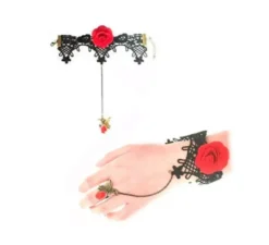 Bracciale in pizzo gotico con rosa