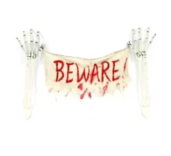 Braccio scheletrico con poster Attenzione 44x70 cm