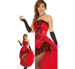 Burlesque can-can costume rosso per una donna